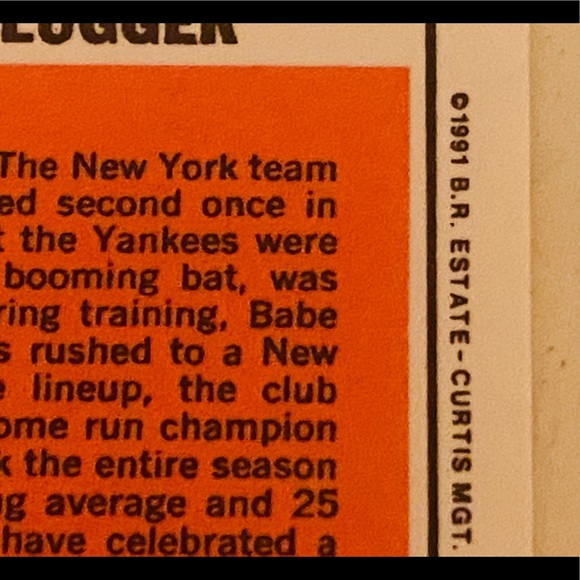 Collectible & Limited Edition Marked Babe Ruth “Slugger” 1991 Topps ⚾️ card - Picture 6 of 15